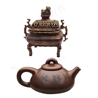 古典紫砂茶壶香炉素材高清