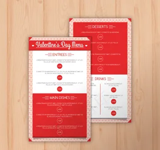 红色调情人节餐厅菜单