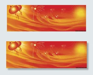 灯笼烟花展板背景素材