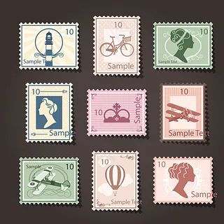 复古邮票设计矢量素材图片