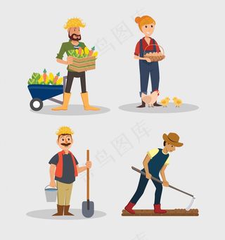 农民工人农业生产矢量图