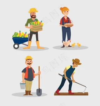 农民工人农业生产矢量图