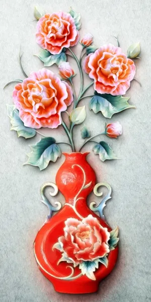 花瓶艺术浮雕立体玄关背景墙