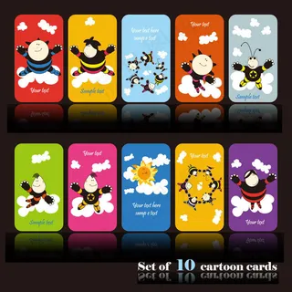 可爱卡通蜜蜂名片卡片设计矢量素材