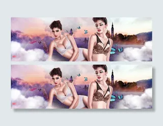 蝶舞文胸二级页面海报女人紫色朦胧性...