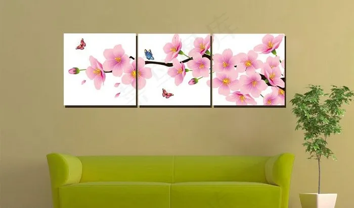 漂亮花枝无框画图片psd模版下载