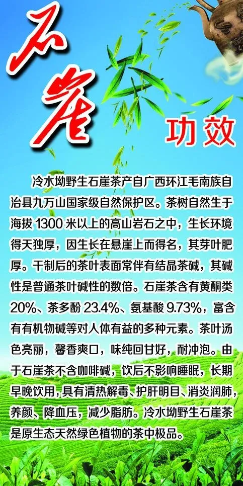 石崖茶功效图片(2866X5429(DPI:70))psd模版下载