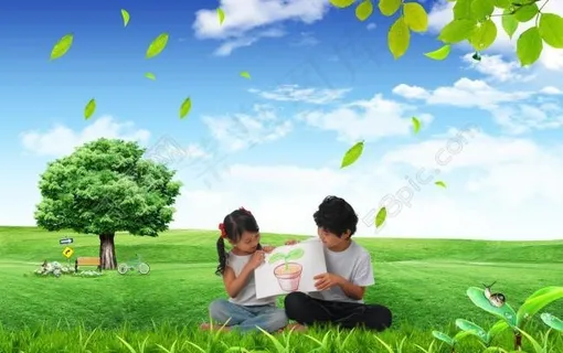 草地上的孩子图片 草地上的孩子图片