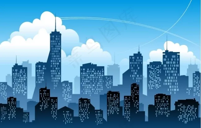 都市建筑剪影矢量素材eps,ai矢量模版下载