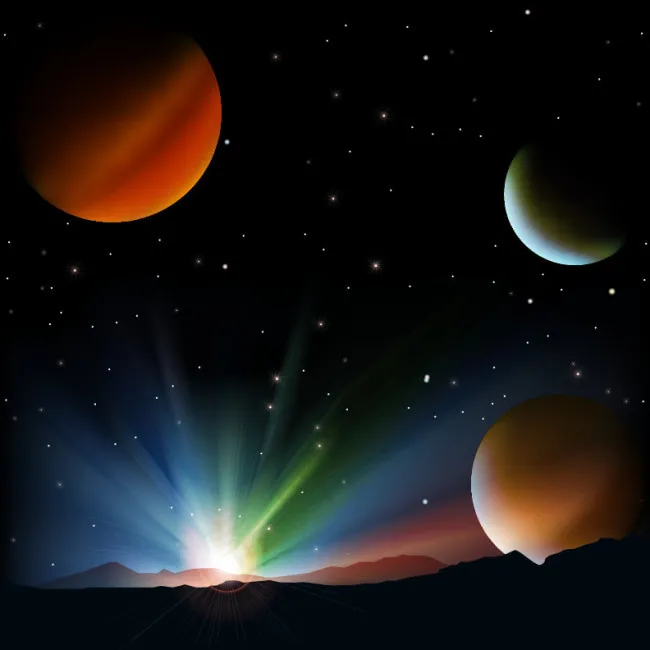 宇宙空间星球矢量素材eps,ai矢量模版下载