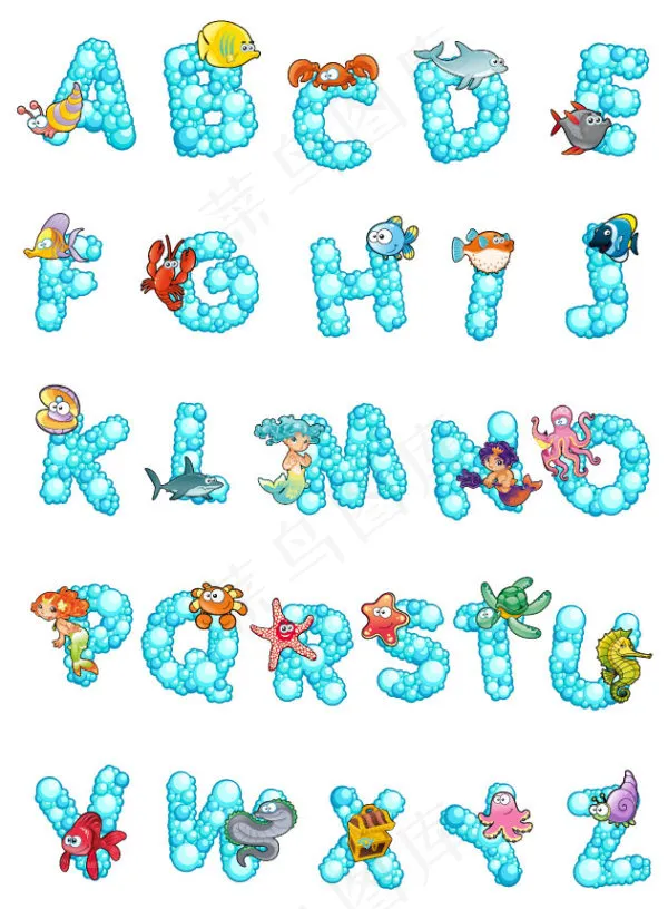 卡通字母设计ai矢量模版下载