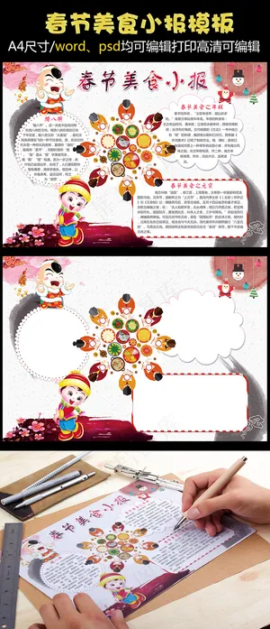 春节美食小报新年饮食文化手抄报素材