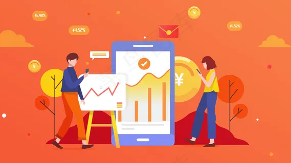 黄色收益理财商务办公金融概念手机页面配图