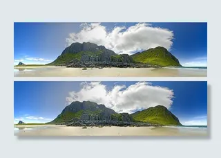 美丽海滩山峰美景风光图片