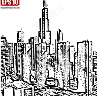 城市建筑矢量剪影图片