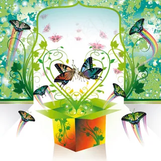 色彩缤纷彩虹蝴蝶矢量图下载