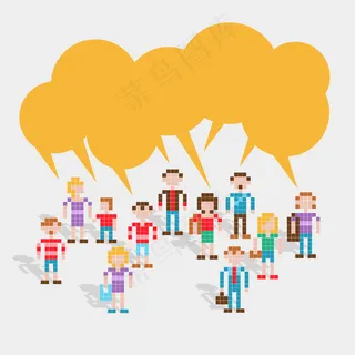 像素小人语言气泡矢量图