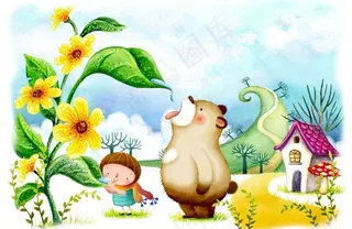 小熊喝露水图片