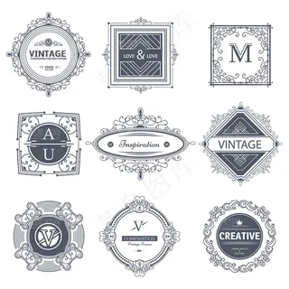 欧式字母花边边框矢量素材