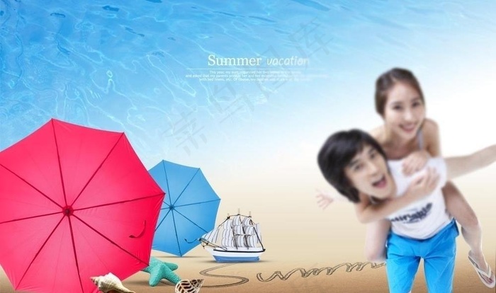 海边沙滩情侣素材图片(4000X2600(DPI:300))psd模版下载