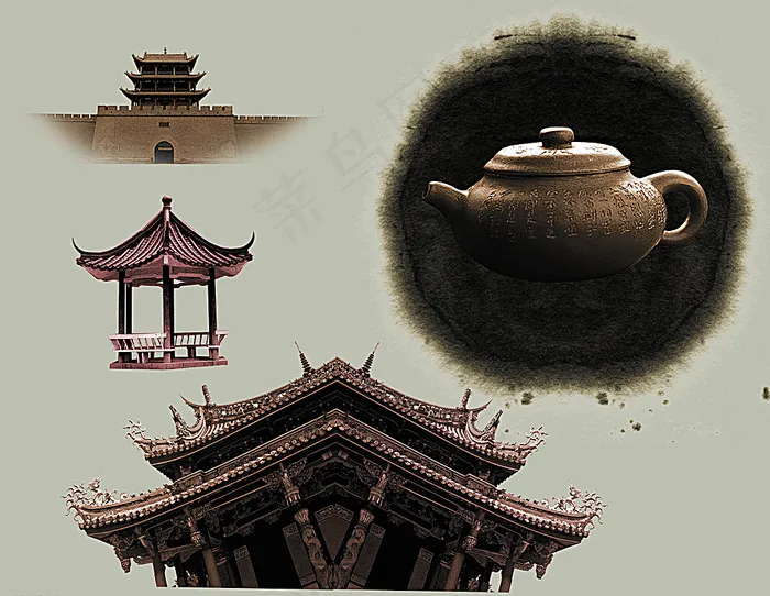 中国风古典建筑元素图片(4724X3687(DPI:300))psd模版下载