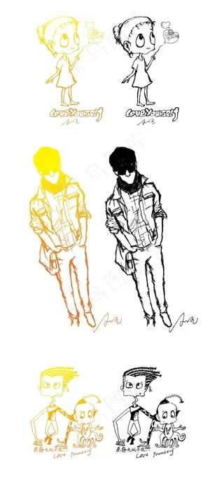 手绘漫画人物矢量素材 手绘漫画人物矢量素材