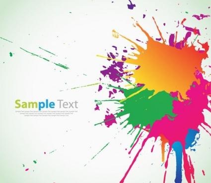 彩色墨水溅背景矢量图形