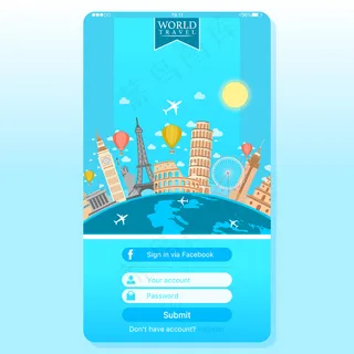 清新可爱地理坐标移动端登录注册界面