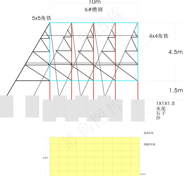 广告牌结构图图片cdr矢量模版下载