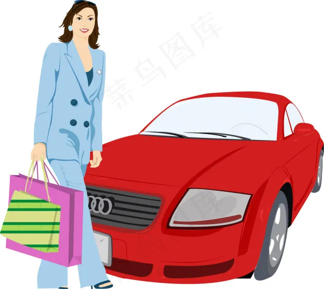 香车美女ai矢量模版下载