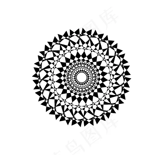 黑白圆形花纹矢量素材 EPS