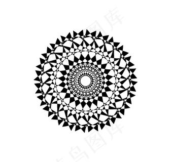 黑白圆形花纹矢量素材 EPS