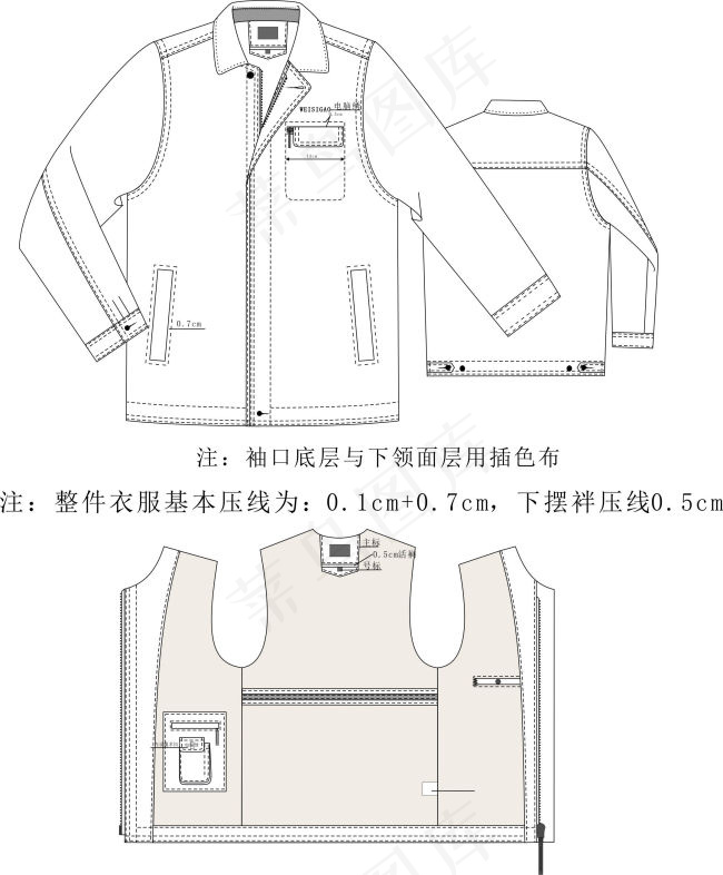 男装工艺款式图cdr矢量模版下载