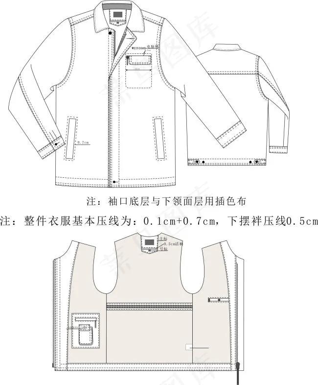 男装工艺款式图cdr矢量模版下载