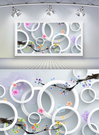 3D电视背景墙PSD