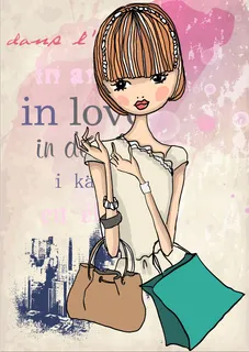 时尚购物女孩05—矢量素材