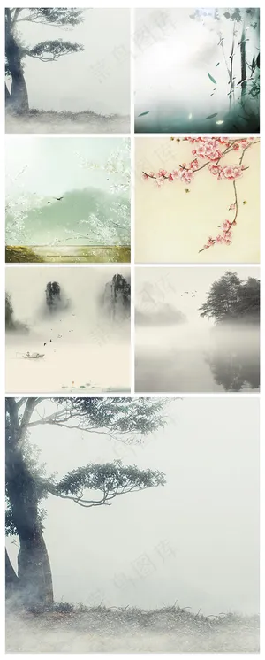 淘宝天猫中国风山水主图背景模板