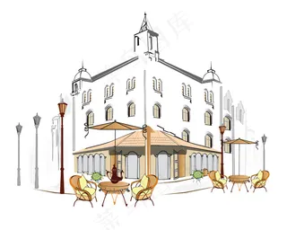 手绘欧洲咖啡矢量素材04