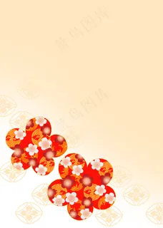 淡粉衬红黄碎花花瓣效果图