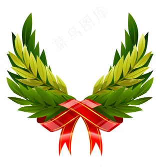 丝带树叶翅膀矢量素材