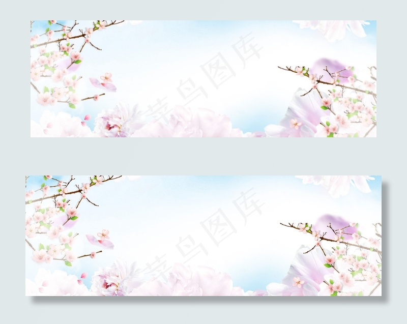 唯美桃花化妆品海报BANNER背景(1920X4550(DPI:300))psd模版下载