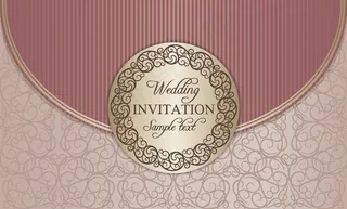 优雅花纹婚礼请柬矢量素材