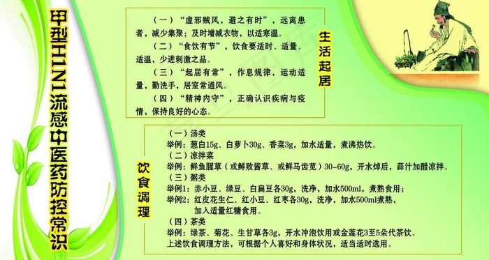 甲型hin1流感中医药防控常识图片psd模版下载
