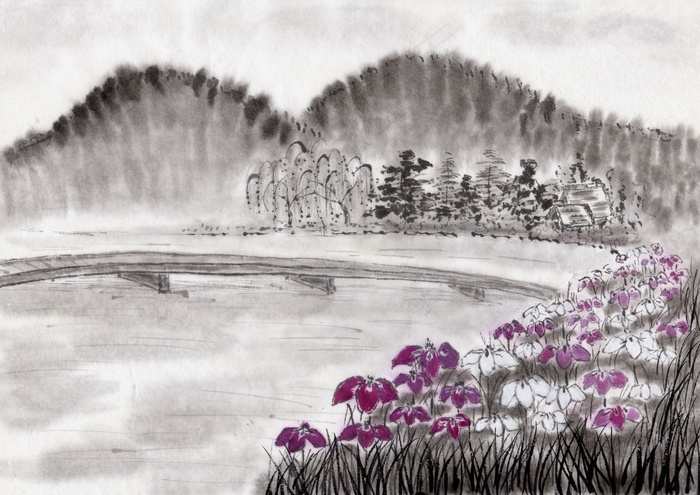 水墨花朵素材