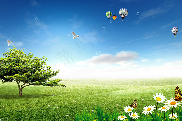 自然和谐春天宣传海报psd分层素材