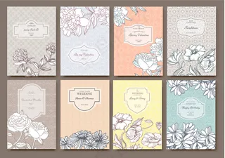 手绘抽象欧式花朵封面卡片背景设计素...