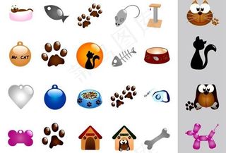 猫狗宠物用品元素矢量素材