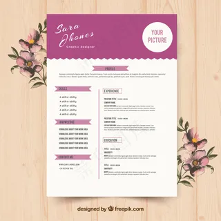 可爱的紫色简历模板