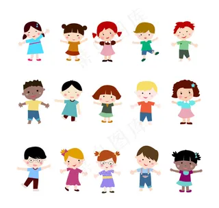 卡通人物小孩子表情分层图插画