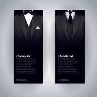黑色西服西装礼服蝴蝶结帽子卡片名片设计